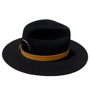 Gigi Pip Wool Fedora Hat with Feather Sz. 57 S/M